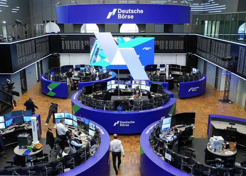 The trading room of the German stock exchange “Deutsche Boerse” is pictured in Frankfurt, Germany, November 10, 2025.   REUTERS/staff