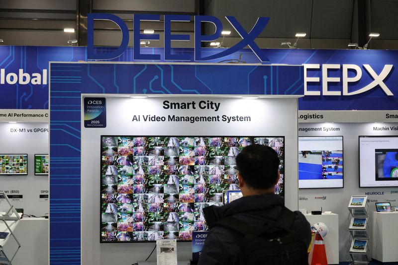 FILE PHOTO: The DEEPX booth at the 2025 Korea Tech Festival in Seoul, South Korea, December 4, 2025. REUTERS/Kim Hong-Ji/File Photo