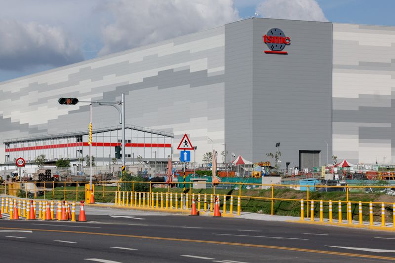 The logo of Taiwan Semiconductor Manufacturing Company (TSMC) is displayed at its fabrication plant in Kaohsiung, Taiwan, June 7, 2025. REUTERS/Ann Wang