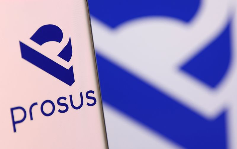 Prosus' logo is pictured on a smartphone in this illustration taken, December 4, 2021. REUTERS/Dado Ruvic/Illustration