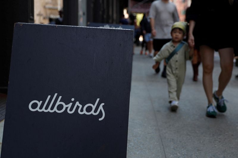 A sign on the entrance to the Allbirds flagship store is seen in Manhattan, New York City, U.S., September 7, 2021.  REUTERS/Shannon Stapleton/File Photo