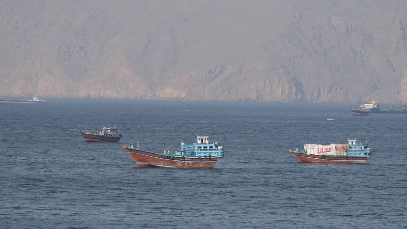 Ships and tankers in the Strait of Hormuz off the coast of Musandam, Oman, April 18, 2026. REUTERS