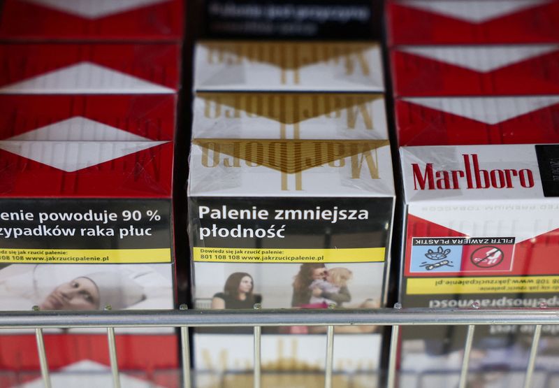 FILE PHOTO: Packages of Marlboro cigarettes produced by Philip Morris International are seen at the grocery store in Warsaw, Poland May 29, 2024. REUTERS/Kacper Pempel/File Photo