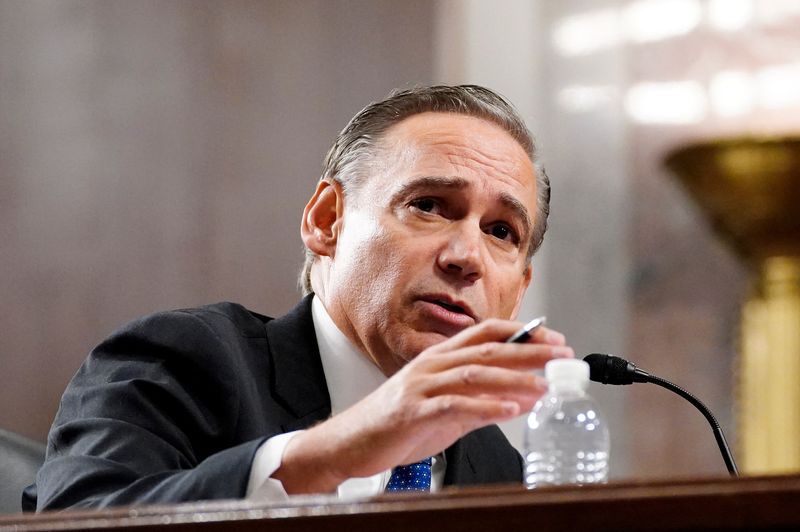 Boeing CEO Kelly Ortberg testifies before a Senate Commerce, Science, and Transportation Committee hearing about Boeing’s commitment to address safety concerns in the wake of a January 2024 mid-air emergency involving a new 737 MAX, on Capitol Hill in Washington, D.C., U.S., April 2, 2025. REUTERS/Ken Cedeno/File Photo