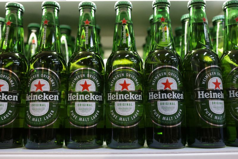 Bottles of Heineken beer are displayed on a shelf in a supermarket in Sarajevo, Bosnia and Herzegovina October 29, 2024. REUTERS/Dado Ruvic