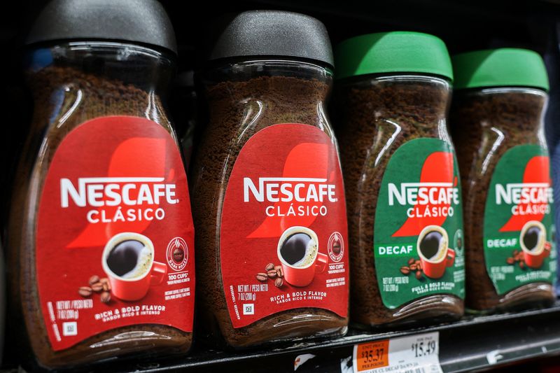 Nescafe instant coffee, part of food giant Nestle's portfolio, for sale at a supermarket in Queens, New York City, U.S., September 3, 2025. REUTERS/Kylie Cooper