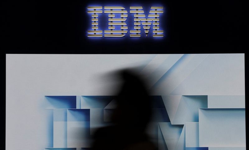 Visitors walk past IBM logo at the Mobile World Congress (MWC) in Barcelona, Spain, March 3, 2026. REUTERS/Nacho Doce/File Photo