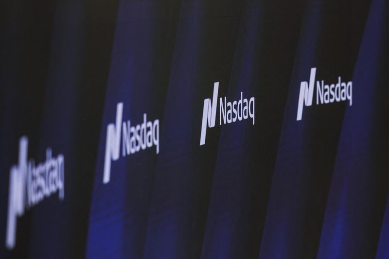 The Nasdaq logo is displayed at the Nasdaq Market, in New York City, New York, U.S., April 22, 2026. REUTERS/Jeenah Moon