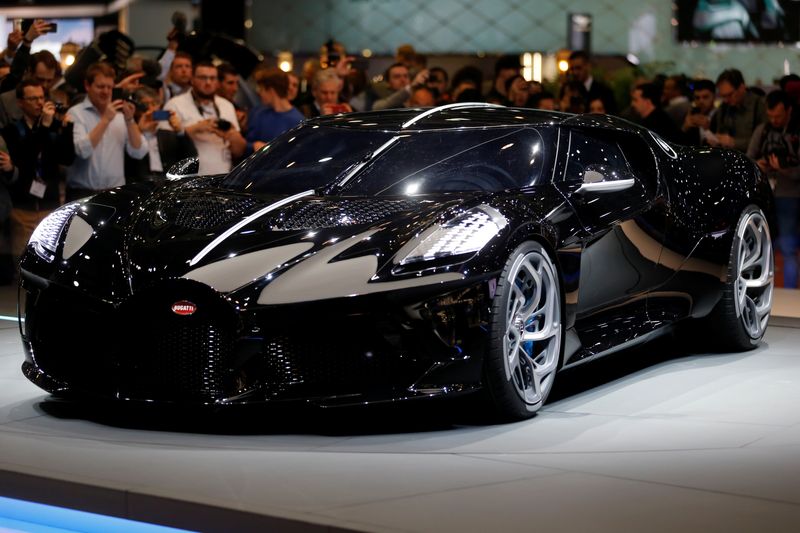 The Bugatti La Voiture Noire is displayed at the 89th Geneva International Motor Show in Geneva, Switzerland March 5, 2019. REUTERS/Pierre Albouy