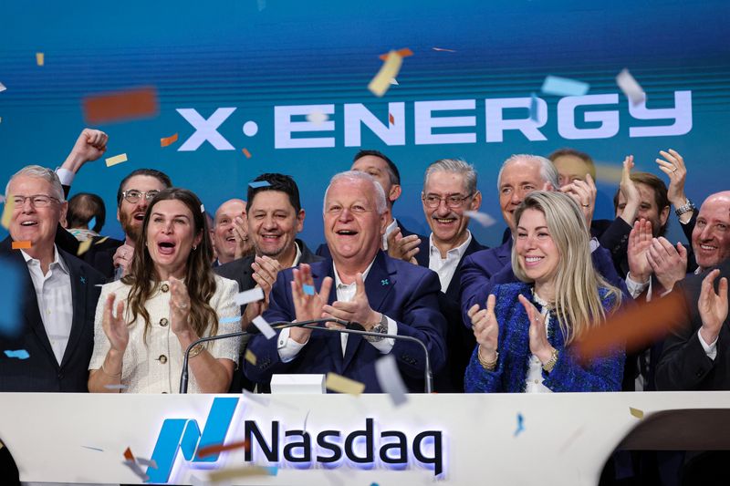 Dr. Kam Ghaffarian, founder and chairman of X-Energy, the Amazon backed Nuclear reactor developer, rings the opening bell to celebrate the company’s IPO at the Nasdaq Market site in New York City, U.S., April 24, 2026. REUTERS/Brendan McDermid