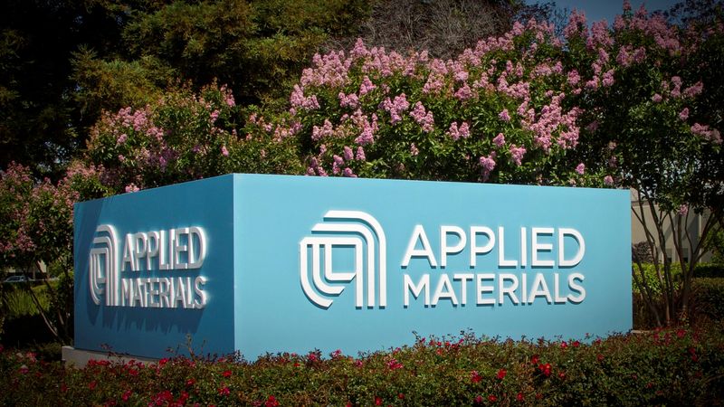 FILE PHOTO: Applied Materials’ new corporate signage photo in Santa Clara, California, U.S. is shown in this image released on August 22, 2016.  Courtesy Applied Materials/Handout via REUTERS  ATTENTION EDITORS - THIS IMAGE WAS PROVIDED BY A THIRD PARTY. EDITORIAL USE ONLY./File Photo