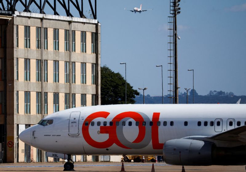 An airplane of Brazilian airline Gol is seen at Brasilia International Airport, in Brasilia, Brazil May 27, 2024.REUTERS/Adriano Machado