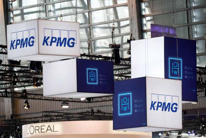 The logo of KPMG, a professional service company is pictured during the Viva Tech start-up and technology summit in Paris, France, May 25, 2018. REUTERS/Charles Platiau