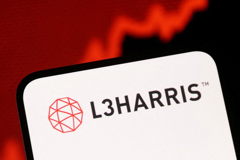 FILE PHOTO: L3HARRIS Technologies logo and a rising stock graph are seen in this illustration taken July 26, 2025. REUTERS/Dado Ruvic/Illustration/File Photo