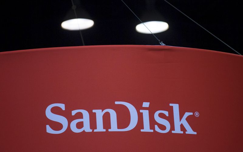 FILE PHOTO: The Sandisk Corporation logo is seen as part of a display at the Microsoft Ignite technology conference in Chicago, Illinois, May 4, 2015. REUTERS/Jim Young/File Photo