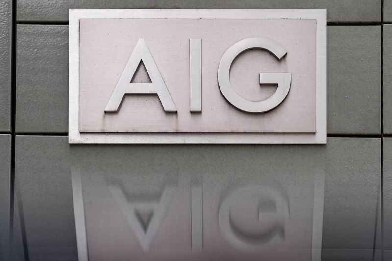 FILE PHOTO: An AIG logo is attached to the building, in London, Britain, January 15, 2026. REUTERS/Maja Smiejkowska/File Photo