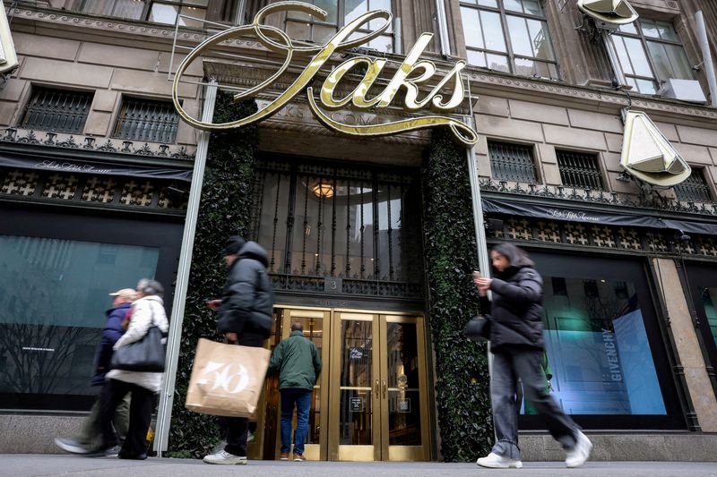 FILE PHOTO: The Saks Fifth Avenue flagship store, after the store filed for bankruptcy protection, in New York City, U.S., January 14, 2026.  REUTERS/Brendan McDermid/File Photo