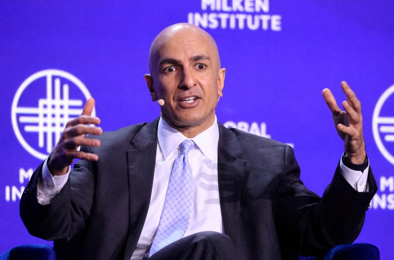 FILE PHOTO: Minneapolis Fed President Neel Kashkari speaks at the Milken Conference 2024 Global Conference Sessions at The Beverly Hilton in Beverly Hills, California, U.S., May 7, 2024. REUTERS/David Swanson/File Photo