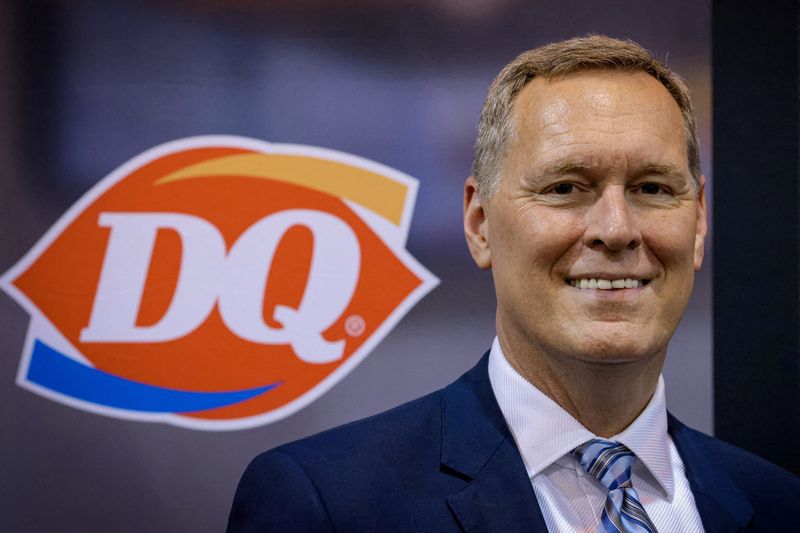 FILE PHOTO: Dairy Queen's CEO, Troy Bader, poses for a portrait during the Berkshire Hathaway Inc. annual shareholders' meeting, in Omaha, Nebraska, U.S., May 2, 2025.  REUTERS/Brendan McDermid/File Photo