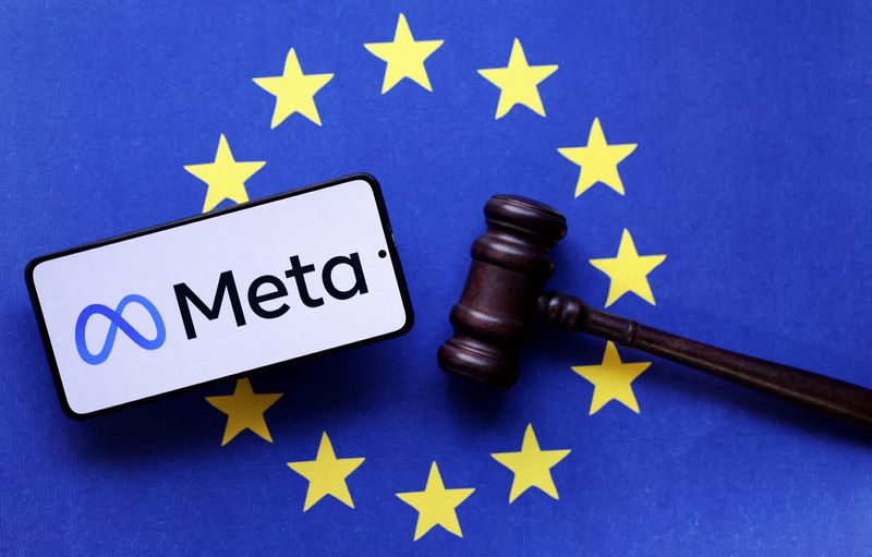 Meta logo, EU flag and Judge gavel are seen in this illustration taken, August 6, 2024. REUTERS/Dado Ruvic/Illustration