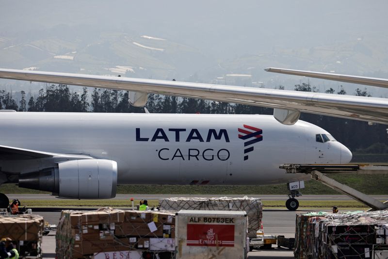 A cargo airplane sits on the tarmac at Mariscal Sucre International Airport in Quito, Ecuador, January 23, 2025. REUTERS/Karen Toro