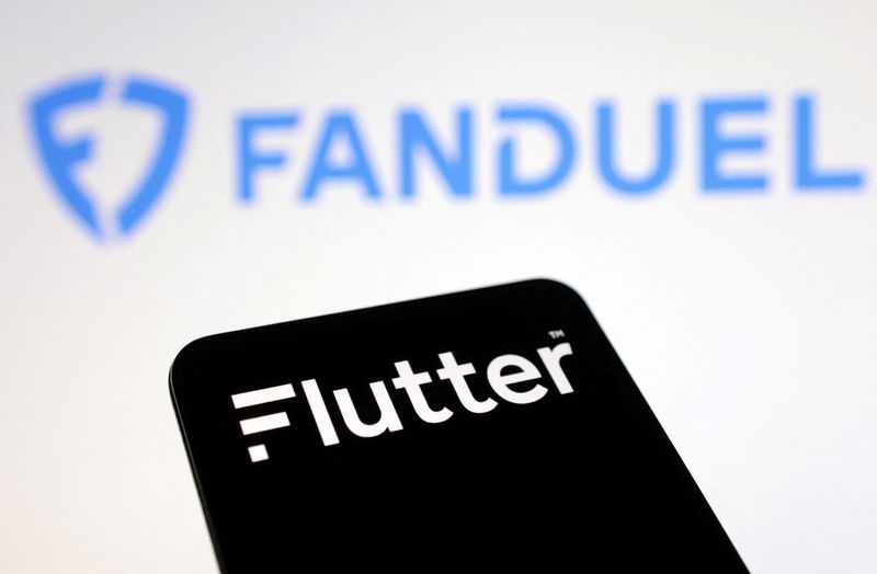 Fanduel and Flutter logos are seen in this illustration taken June 17, 2024. REUTERS/Dado Ruvic/Illustration