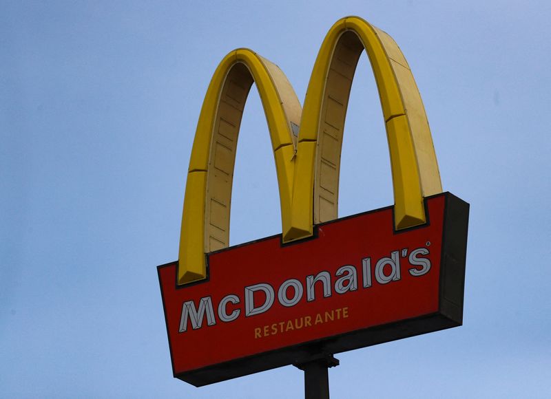 The McDonald's logo is seen on a pole outside the fast food restaurant, in Mexico City, Mexico, June 14, 2024. REUTERS/Henry Romero