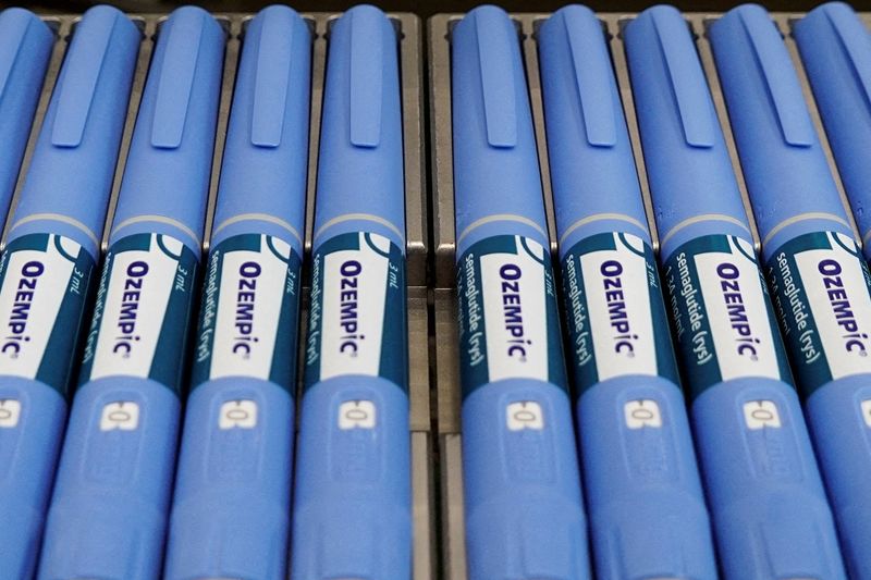 FILE PHOTO: Pens for the diabetes drug Ozempic sit on a production line to be packaged at the Danish drugmaker Novo Nordisk's site in Hillerod, Denmark, September 26, 2023. REUTERS/Tom Little/File Photo