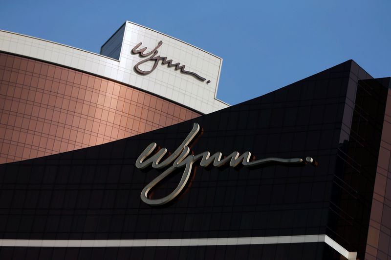 Company logos are displayed at Wynn Macau resort in Macau, China February 8, 2018.  REUTERS/Bobby Yip