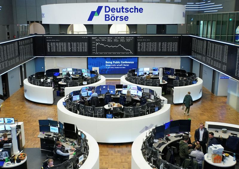 The German share price index DAX graph is pictured at the stock exchange in Frankfurt, Germany, May 7, 2026.     REUTERS/staff