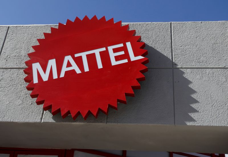 The Mattel company logo is pictured at the entrance of the Montoi plant in the municipality of Escobedo, Mexico March 15, 2022. REUTERS/Daniel Becerril