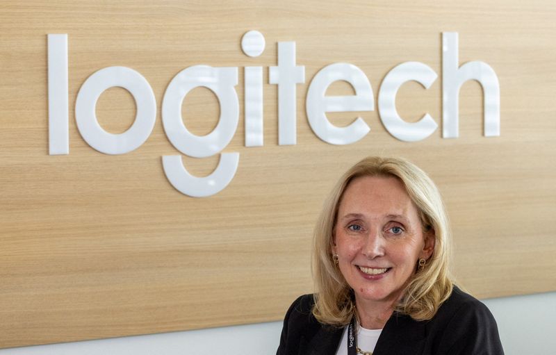 FILE PHOTO: Logitech CEO Hanneke Faber poses before an interview with Reuters in Ecublens, Switzerland, April 30, 2024. REUTERS/Denis Balibouse/File Photo