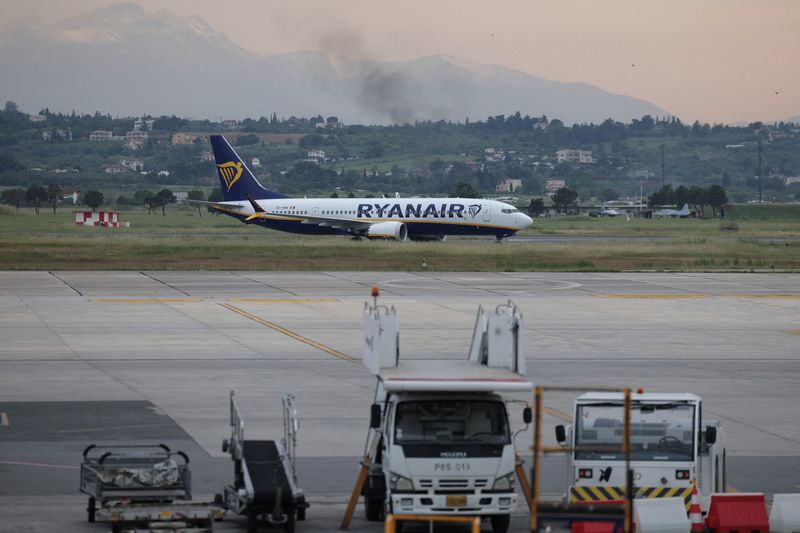 A Ryanair plane on a tarmac of Makedonia airport in Thessaloniki, Greece, May 7, 2026. REUTERS/Alexandros Avramidis