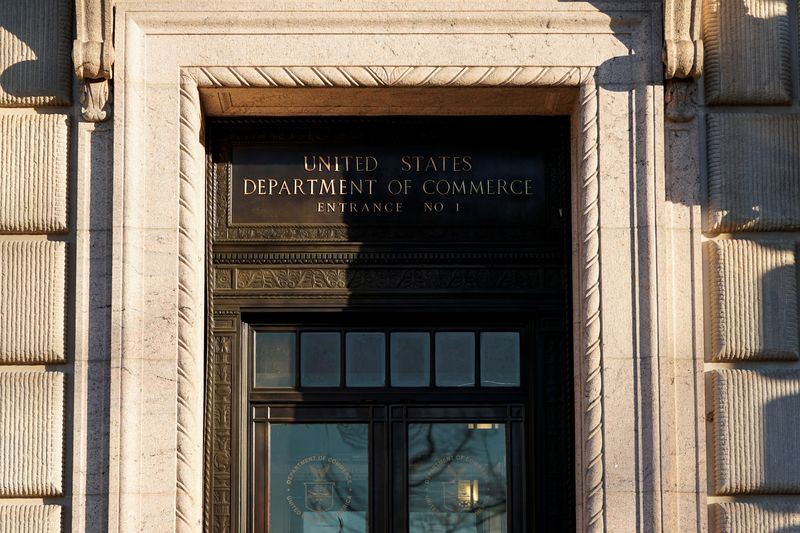 FILE PHOTO: The Department of Commerce building is seen in Washington, U.S., January 26, 2022.  REUTERS/Joshua Roberts/File Photo