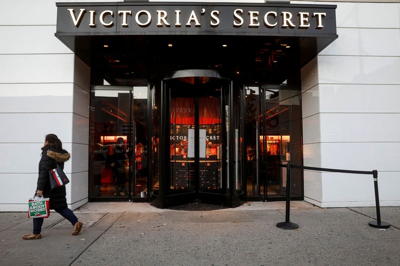 FILE PHOTO: A shopper passes by a Victoria's Secret retail store in Brooklyn, New York, U.S., December 8, 2020.  REUTERS/Brendan McDermid/File Photo