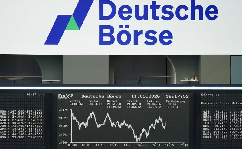 The German share price index DAX graph is pictured at the stock exchange in Frankfurt, Germany, May 11, 2026.     REUTERS/staff