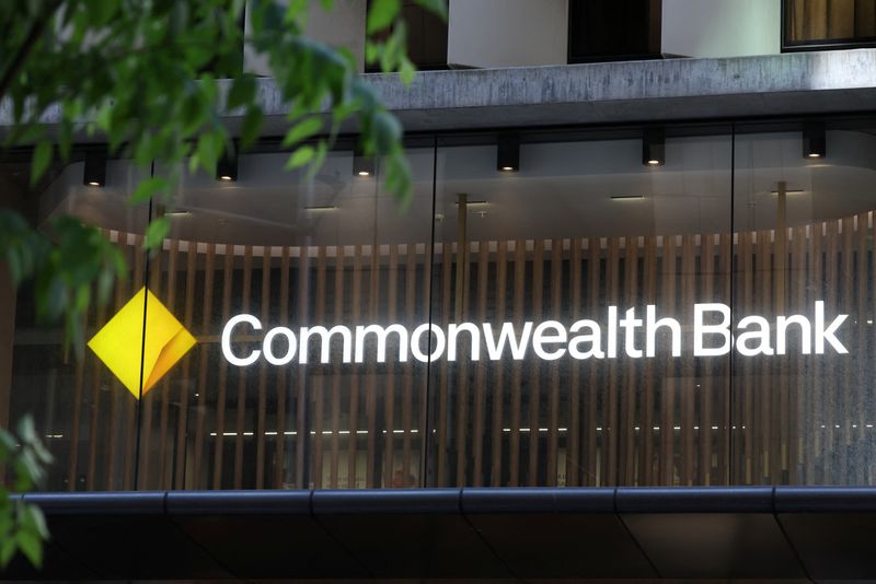 A Commonwealth Bank of Australia (CBA) logo is displayed above a branch in Sydney, Australia, October 15, 2025. REUTERS/Hollie Adams