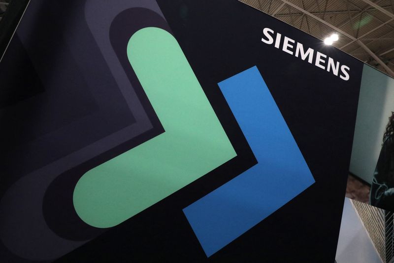 The logo of German multinational conglomerate corporation Siemens AG is displayed at the Collision conference in Toronto, Ontario, Canada June 23, 2022. Picture taken June 23, 2022. REUTERS/Chris Helgren