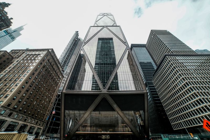 FILE PHOTO: General view of the JPMorgan Chase & Co., headquarters in New York City, U.S., April 1, 2026. REUTERS/Eduardo Munoz/File Photo