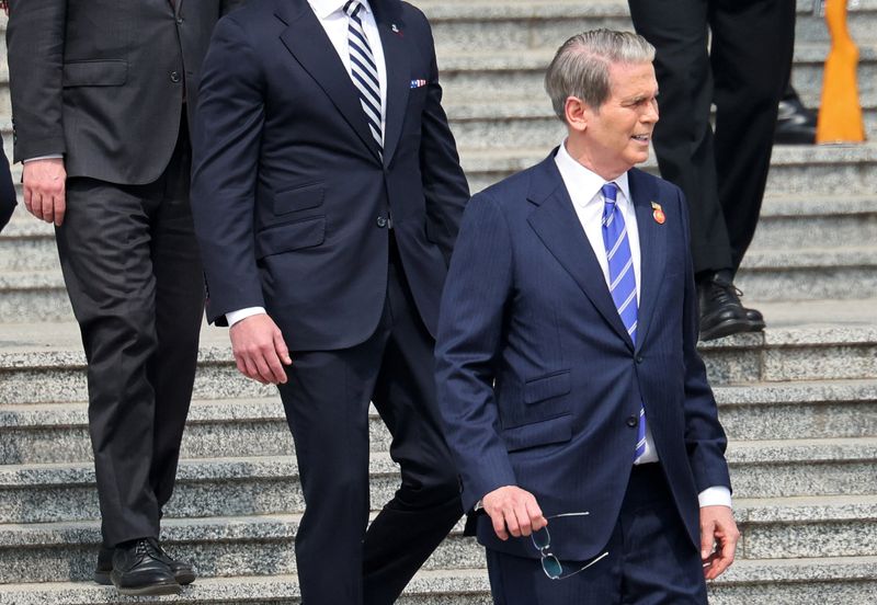 U.S. Treasury Secretary Scott Bessent arrives before the welcome ceremony for U.S. President Donald Trump, at the Great Hall of the People in Beijing, China May 14, 2026. REUTERS/Maxim Shemetov/Pool