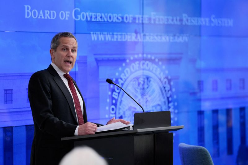 Federal Reserve Board Governor Michael Barr speaks on "Rural Economic Development" before the "Strengthening America's Economy Through Rural Investment: a Working Forum" hosted by the Federal Reserve Board of Governors, in Washington, D.C., U.S., April 14, 2026. REUTERS/Evan Vucci