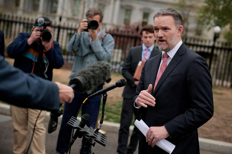 FILE PHOTO: U.S. Trade Representative Jamieson Greer speaks with reporters at the White House in Washington, D.C., U.S., April 2, 2026. REUTERS/Evan Vucci/File Photo
