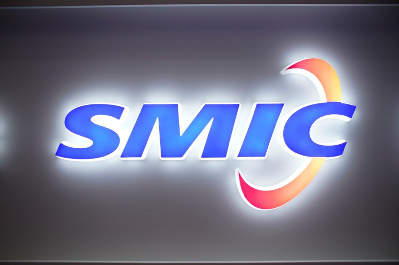 A logo of Semiconductor Manufacturing International Corporation (SMIC) is seen at China International Semiconductor Expo (IC China 2020) following the coronavirus disease (COVID-19) outbreak in Shanghai, China October 14, 2020. REUTERS/Aly Song