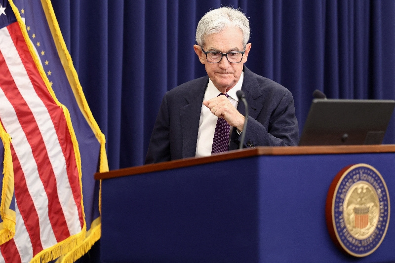 FILE PHOTO: U.S. Federal Reserve Chair Jerome Powell attends a press conference following a two-day meeting of the Federal Open Market Committee (FOMC), at the U.S. Federal Reserve in Washington, D.C., U.S., April 29, 2026. REUTERS/Kevin Lamarque/File Photo