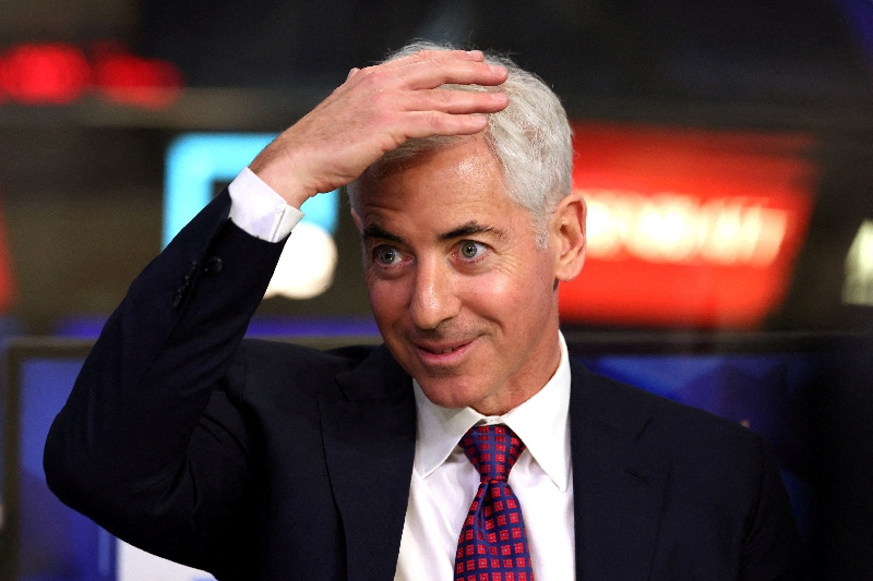 FILE PHOTO: Bill Ackman, founder and CEO of Pershing Square Inc., speaks during an interview with CNBC on the floor of the New York Stock Exchange (NYSE), in New York City, U.S., April 29, 2026. REUTERS/Brendan McDermid/File Photo
