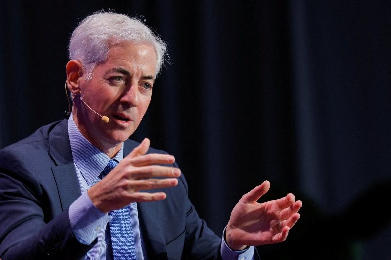 FILE PHOTO: Bill Ackman, founder and CEO of Pershing Square Capital Management, attends the Milken Conference 2025 in Beverly Hills, California, U.S., May 6, 2025. REUTERS/Mike Blake/File Photo