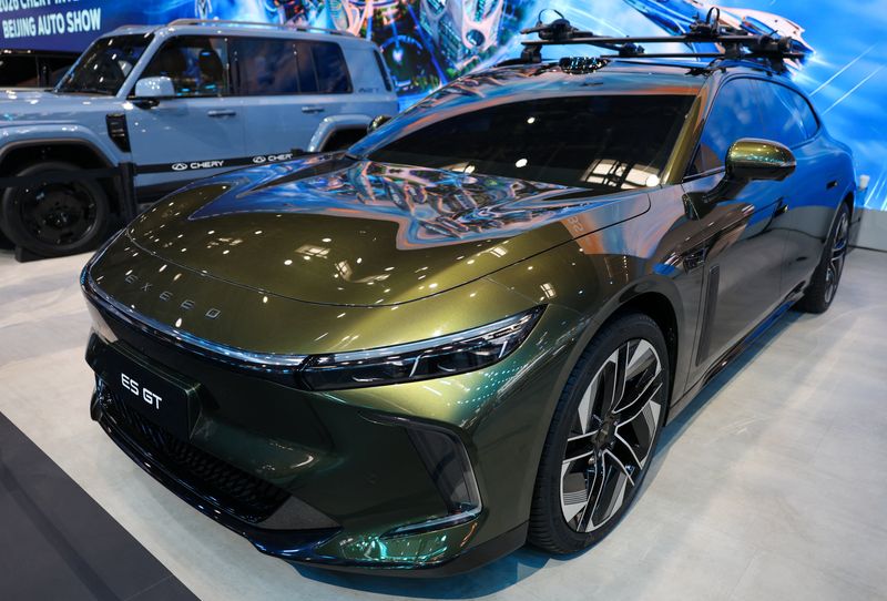 The newly presented Chery’s brand Exeed model ES GT appears at the company’s booth at the Beijing International Automotive Exhibition (Auto China), in Beijing, April 24, 2026. REUTERS/Maxim Shemetov