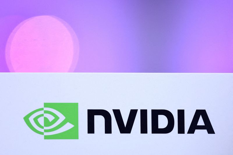 FILE PHOTO: The logo of Nvidia is seen during the Adopt AI International Summit at the Grand Palais in Paris, France, November 26, 2025. REUTERS/Abdul Saboor/File Photo