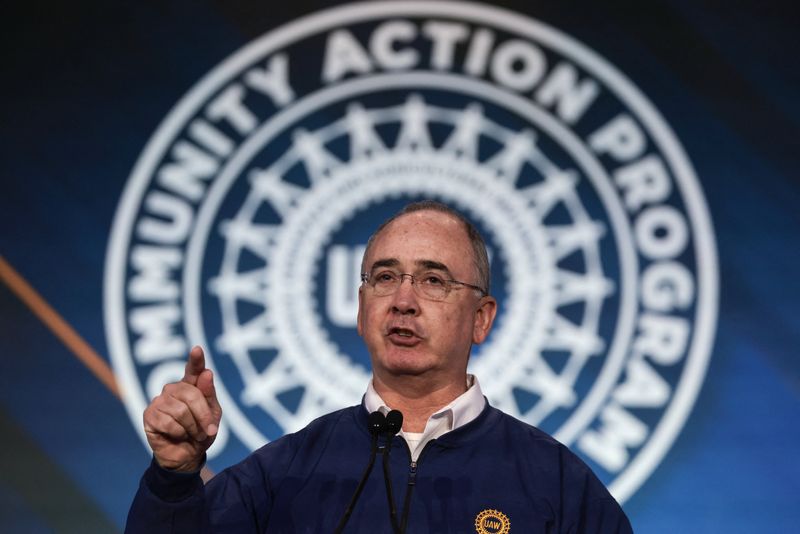 United Auto Workers (UAW) President Shawn Fain delivers the keynote address at the UAW 2026 CAP Conference, the national conference of the union's political arm attended by top union officials, in Washington, D.C., U.S., February 9, 2026. REUTERS/Evelyn Hockstein