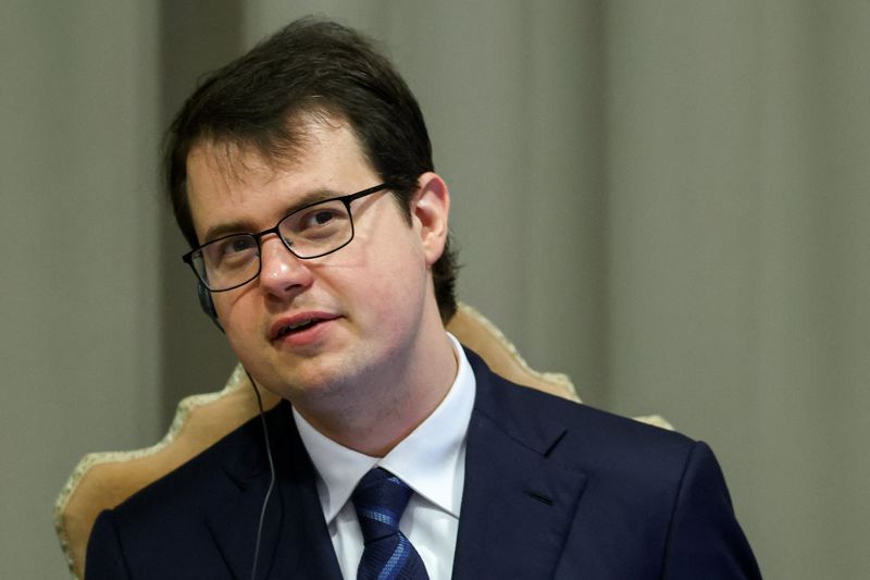 Anthropic co-founder Christopher Olah, ahead of  Pope Leo XIV's presentation of "Magnifica humanitas", his first encyclical, focused on the rise of artificial intelligence at the Vatican's Aula Nuova del Sinodo, May 25, 2026. REUTERS/Yara Nardi